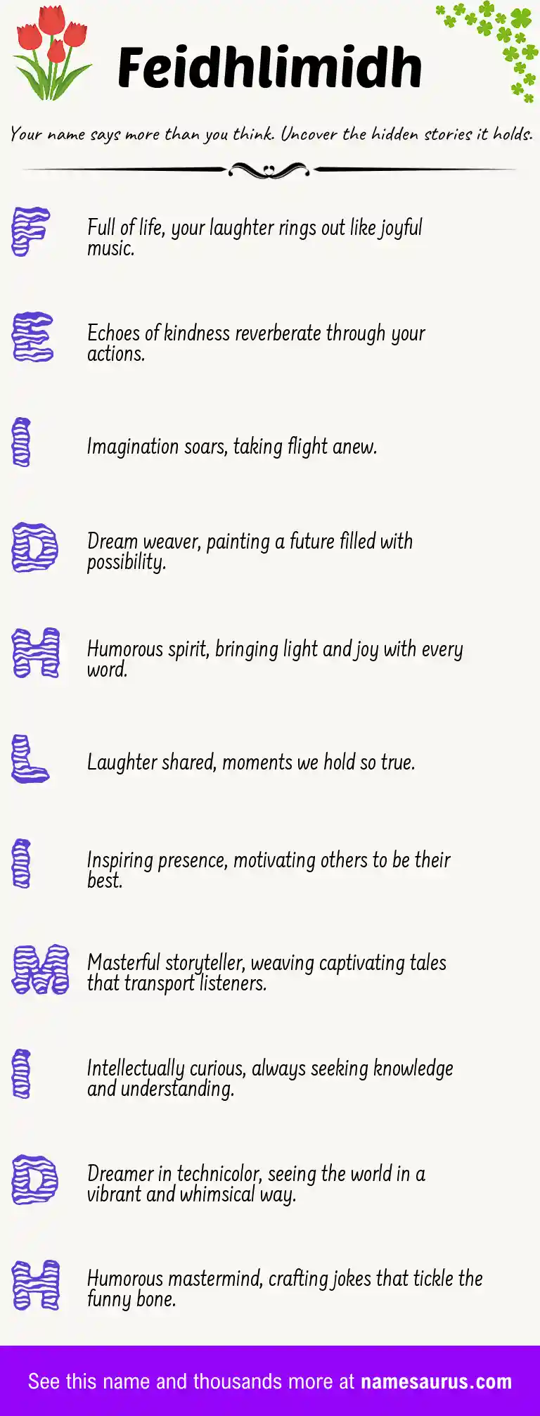Acrostic poem about Feidhlimidh.