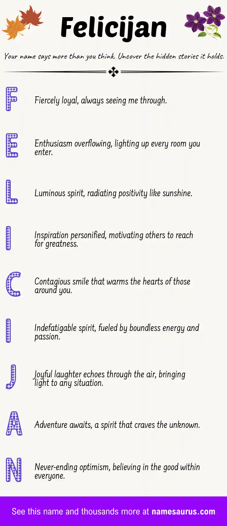 Acrostic poem about Felicijan.