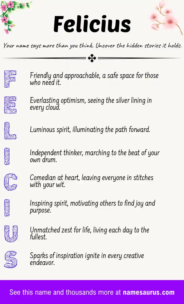 Acrostic poem about Felicius.