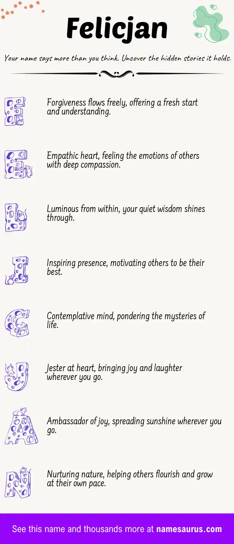 Acrostic poem about Felicjan.