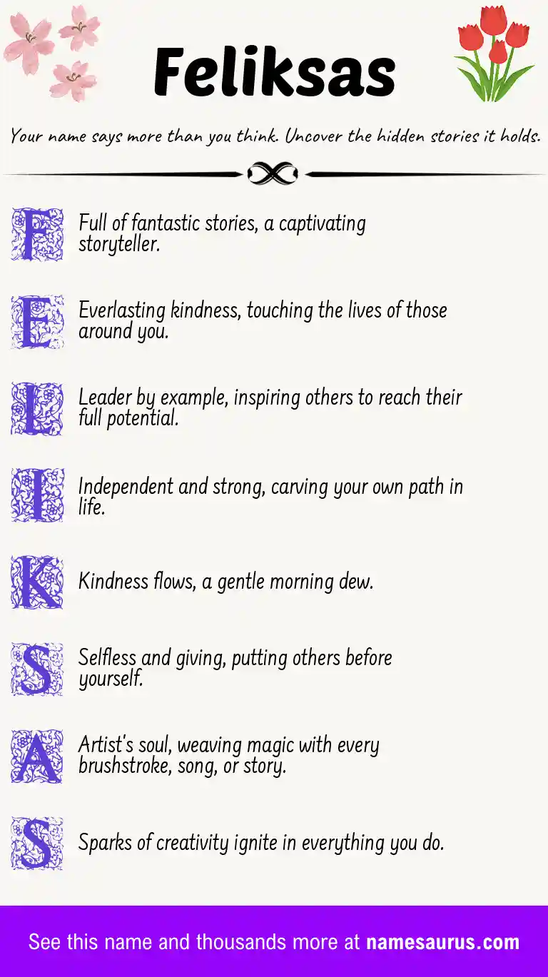 Acrostic poem about Feliksas.