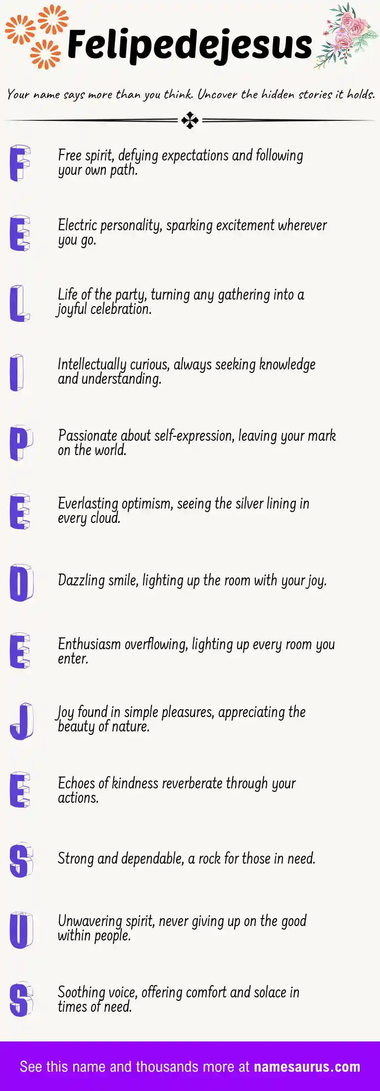 Acrostic poem about Felipedejesus.
