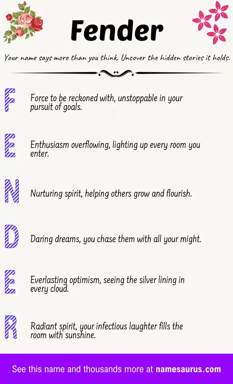 Acrostic poem about Fender.