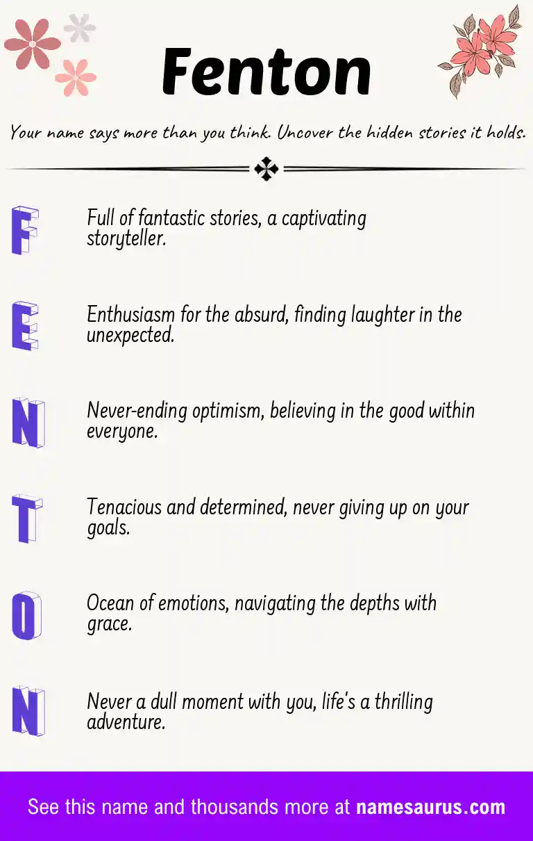 Acrostic poem about Fenton.