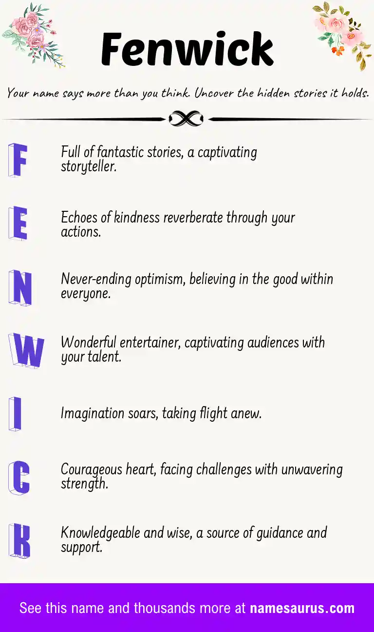 Acrostic poem about Fenwick.
