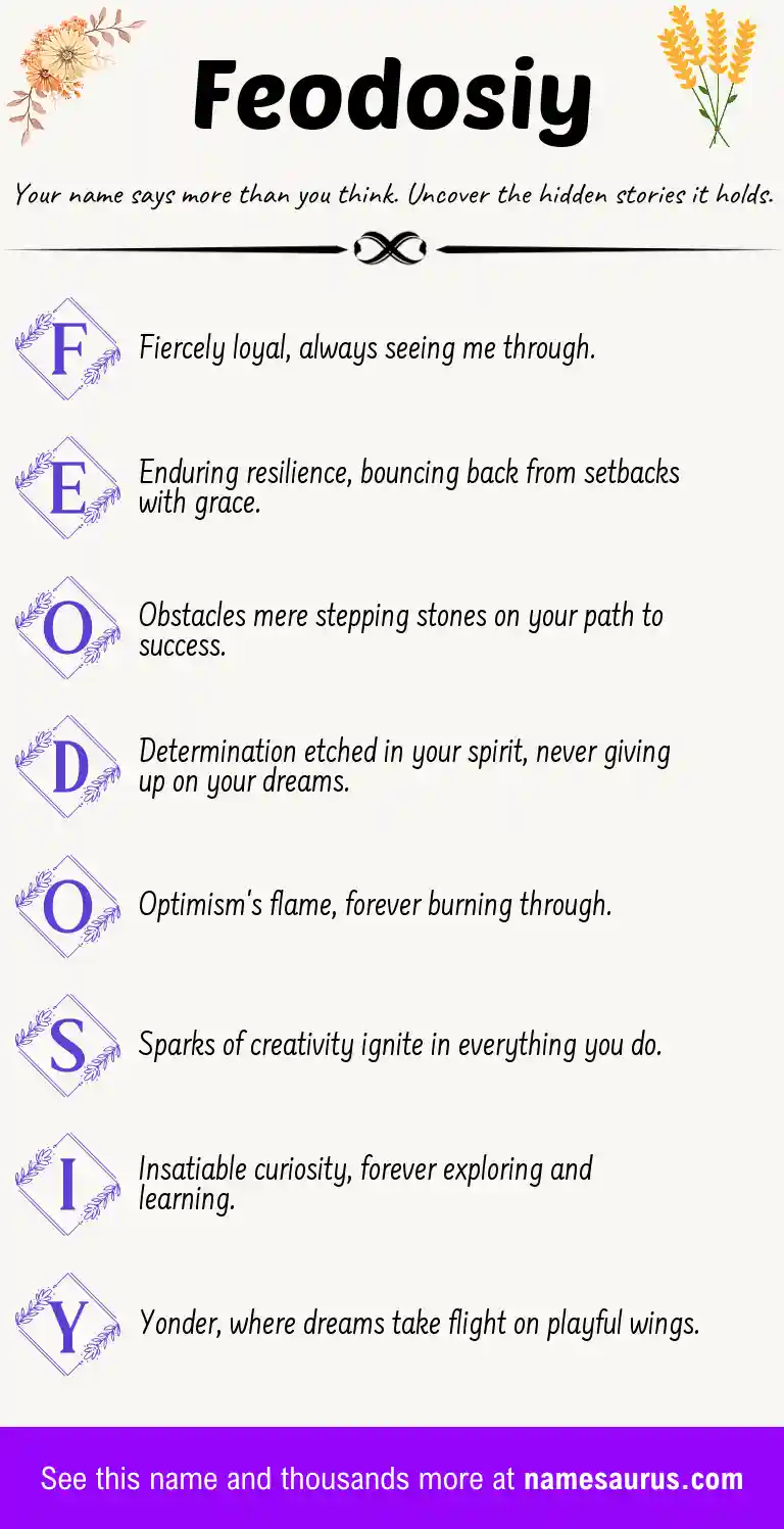 Acrostic poem about Feodosiy.