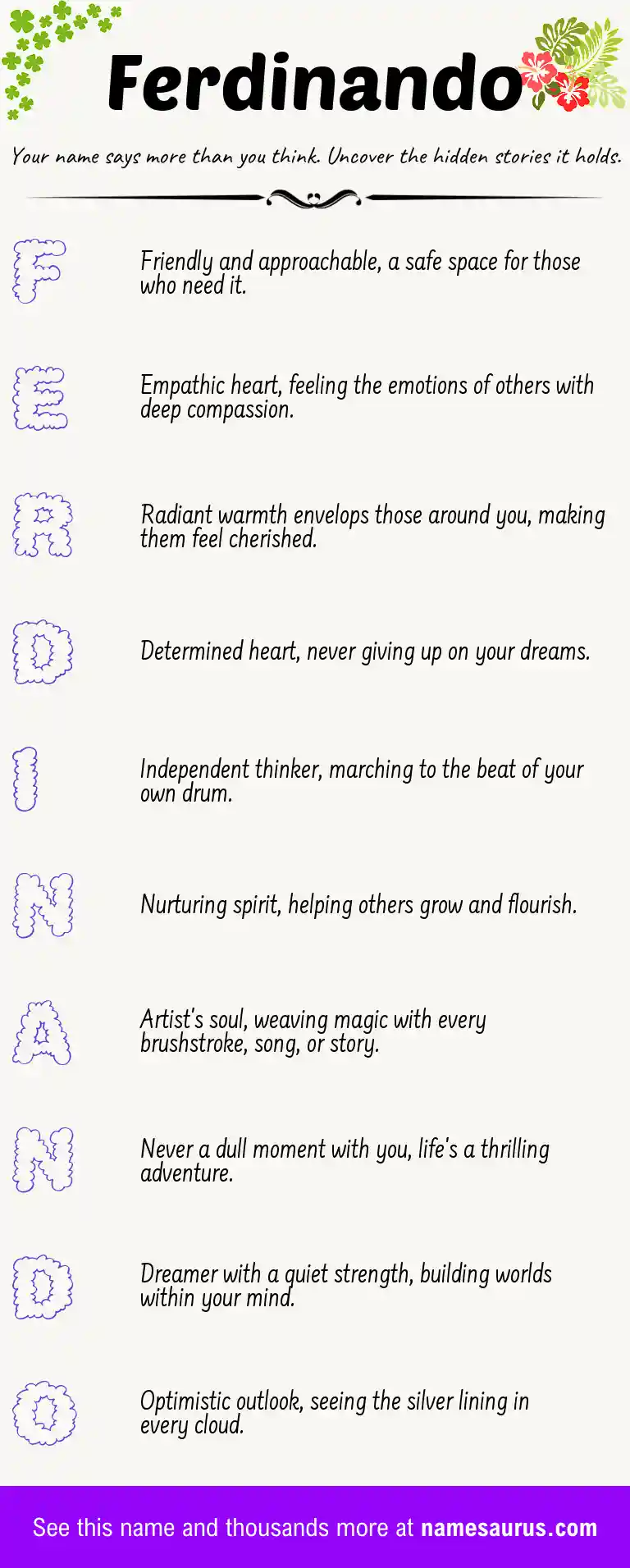 Acrostic poem about Ferdinando.