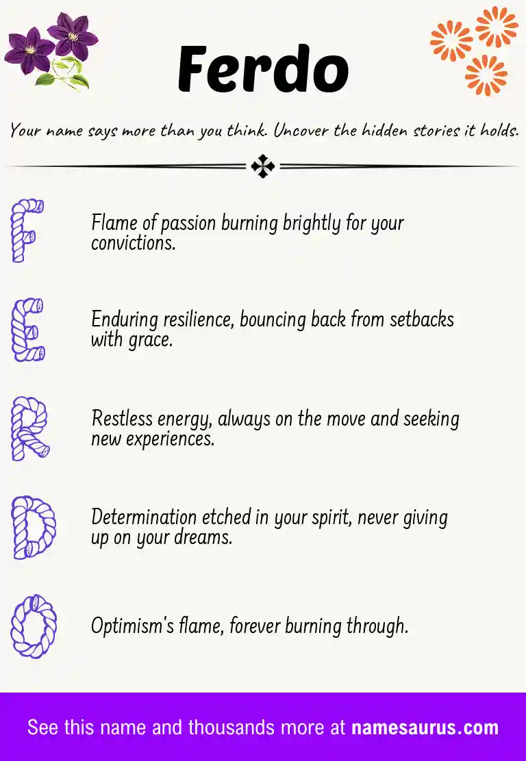 Acrostic poem about Ferdo.