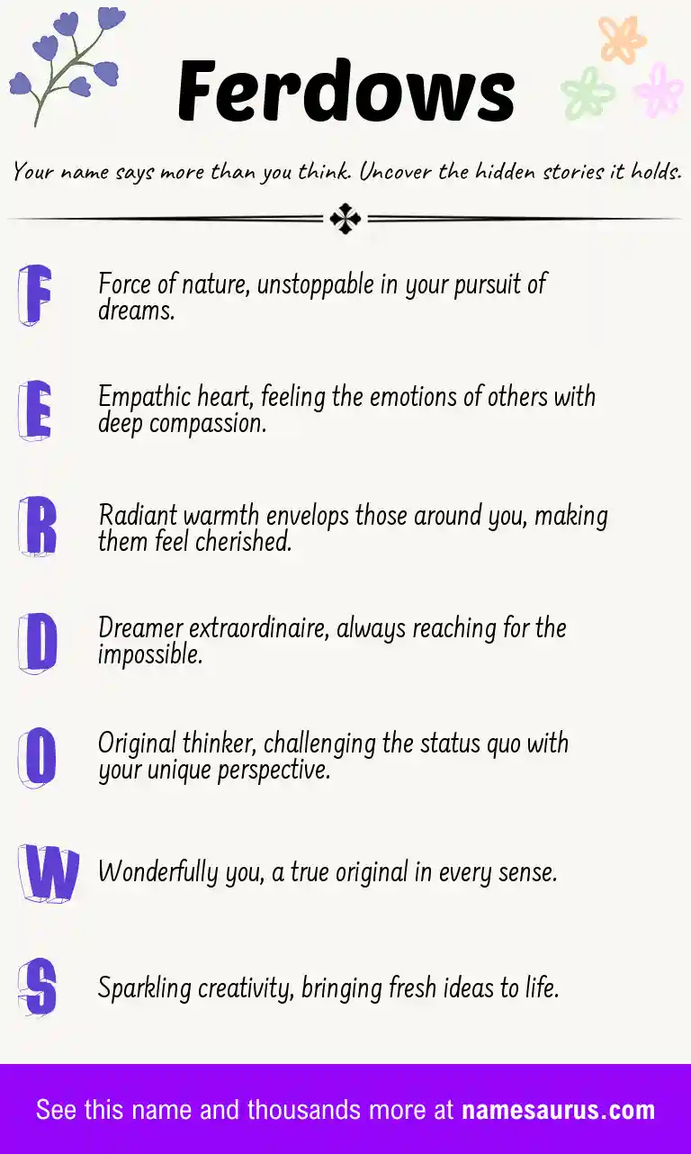 Acrostic poem about Ferdows.