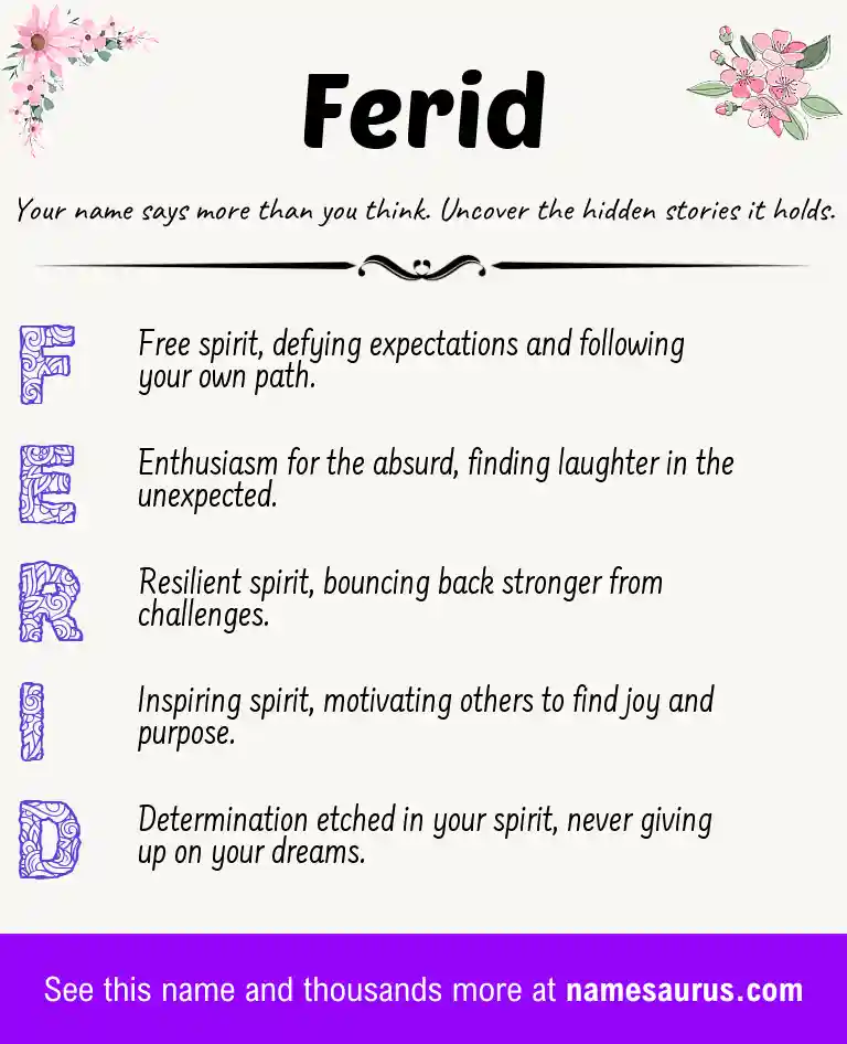 Acrostic poem about Ferid.