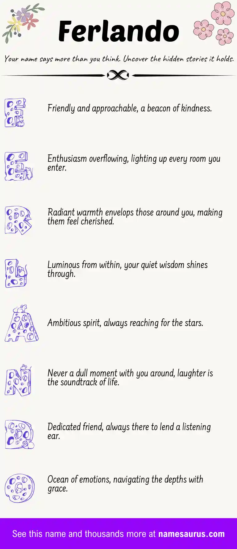 Acrostic poem about Ferlando.