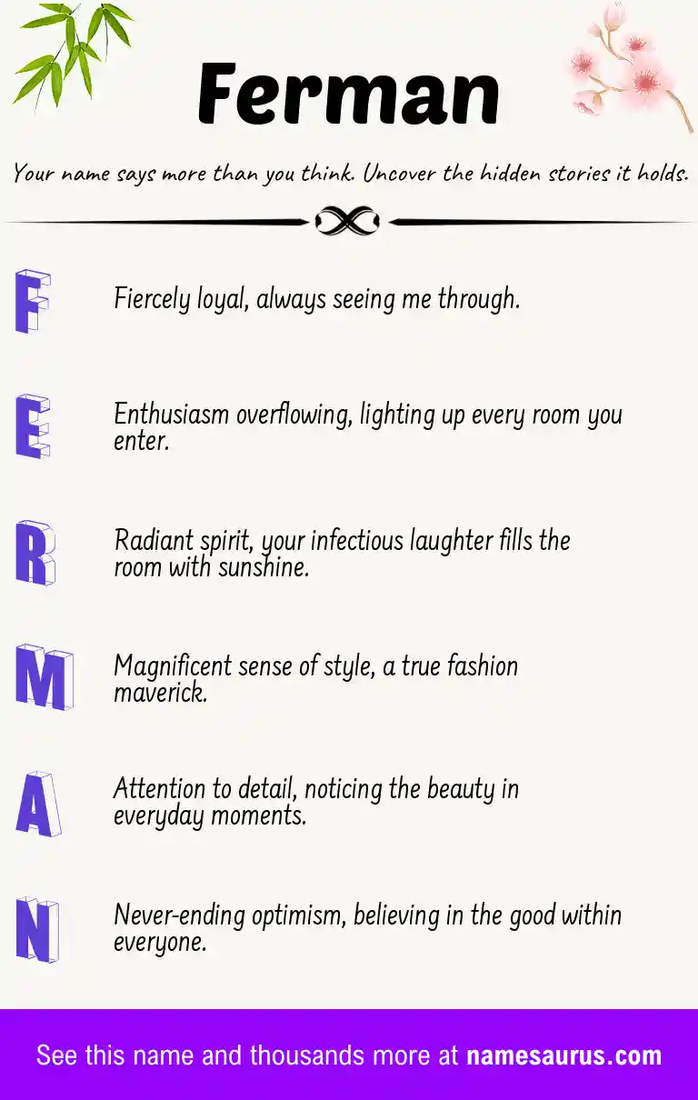 Acrostic poem about Ferman.