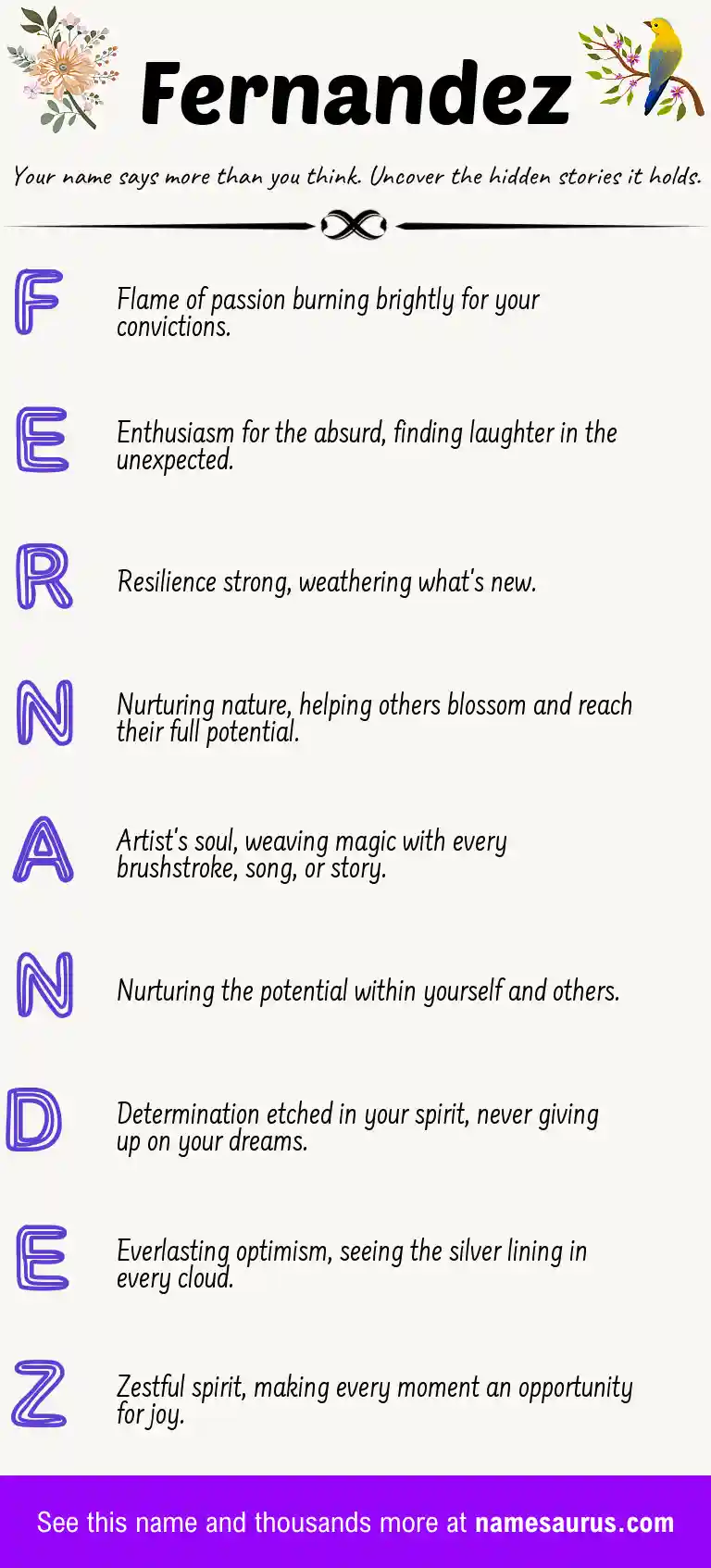 Acrostic poem about Fernandez.
