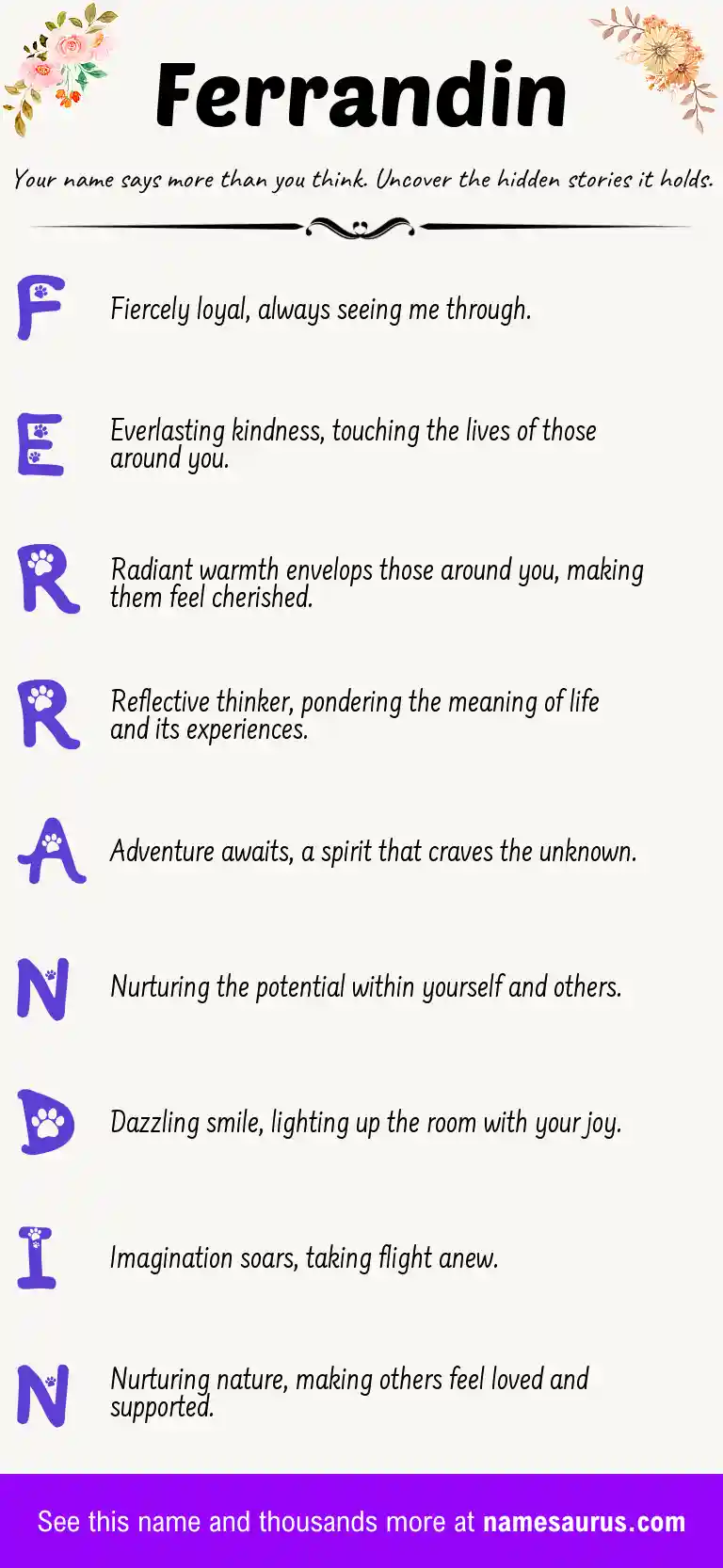 Acrostic poem about Ferrandin.
