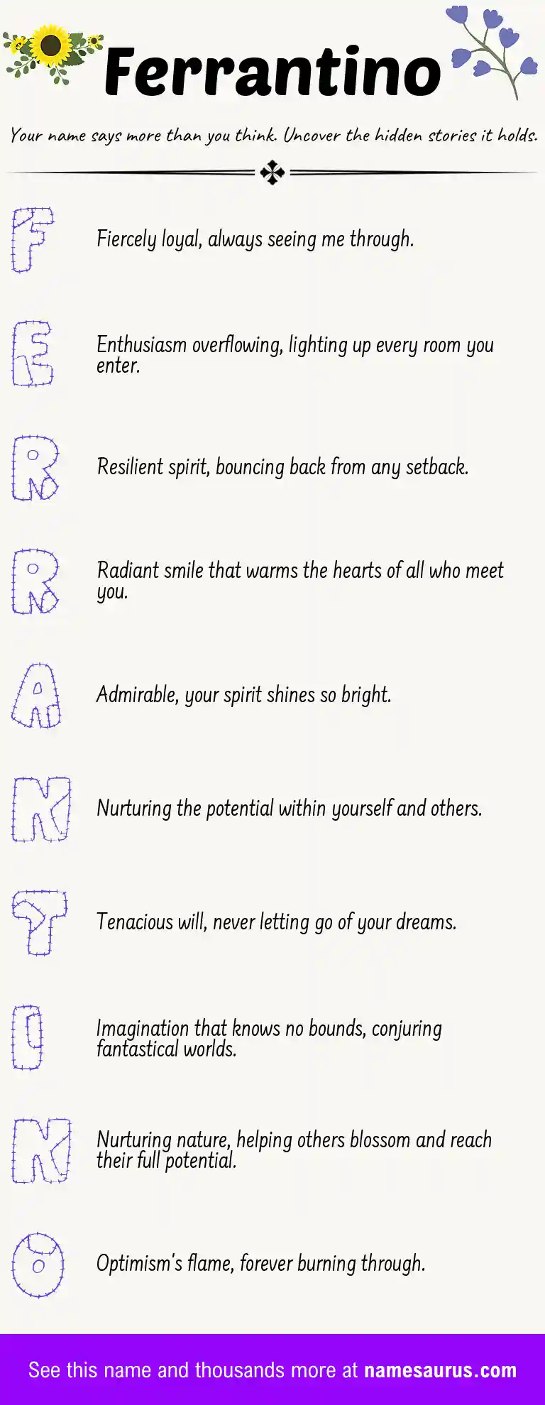 Acrostic poem about Ferrantino.