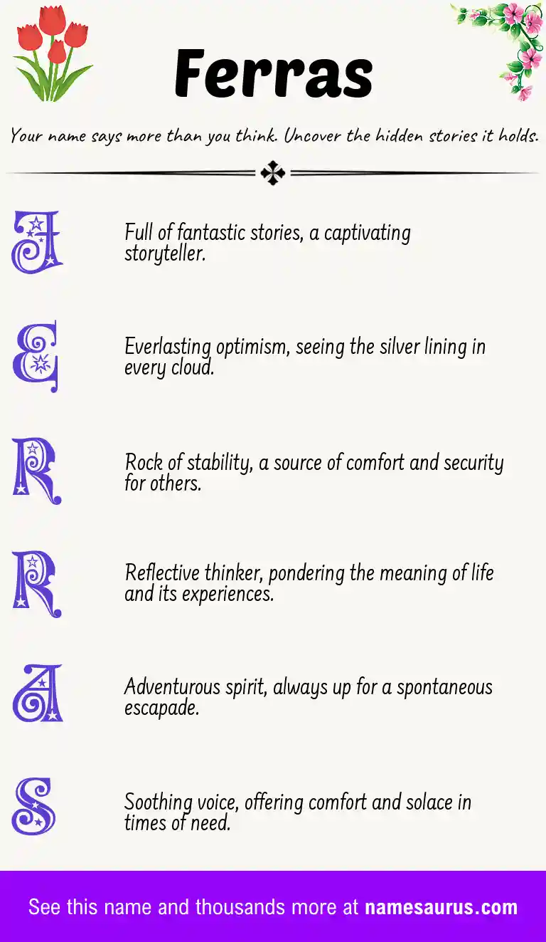 Acrostic poem about Ferras.
