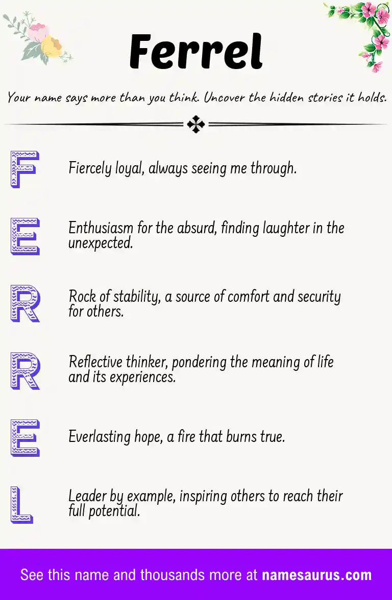 Acrostic poem about Ferrel.