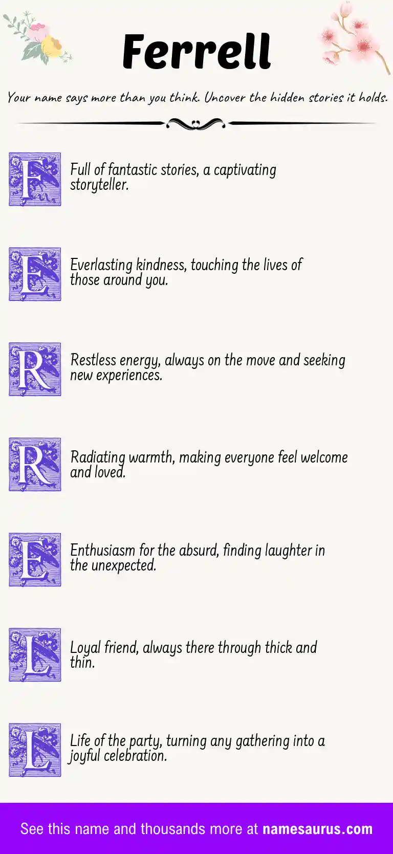 Acrostic poem about Ferrell.
