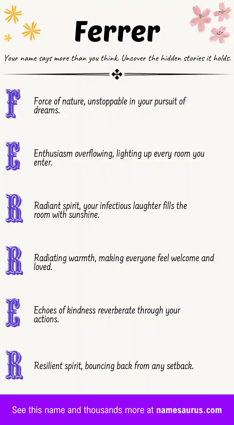 Acrostic poem about Ferrer.