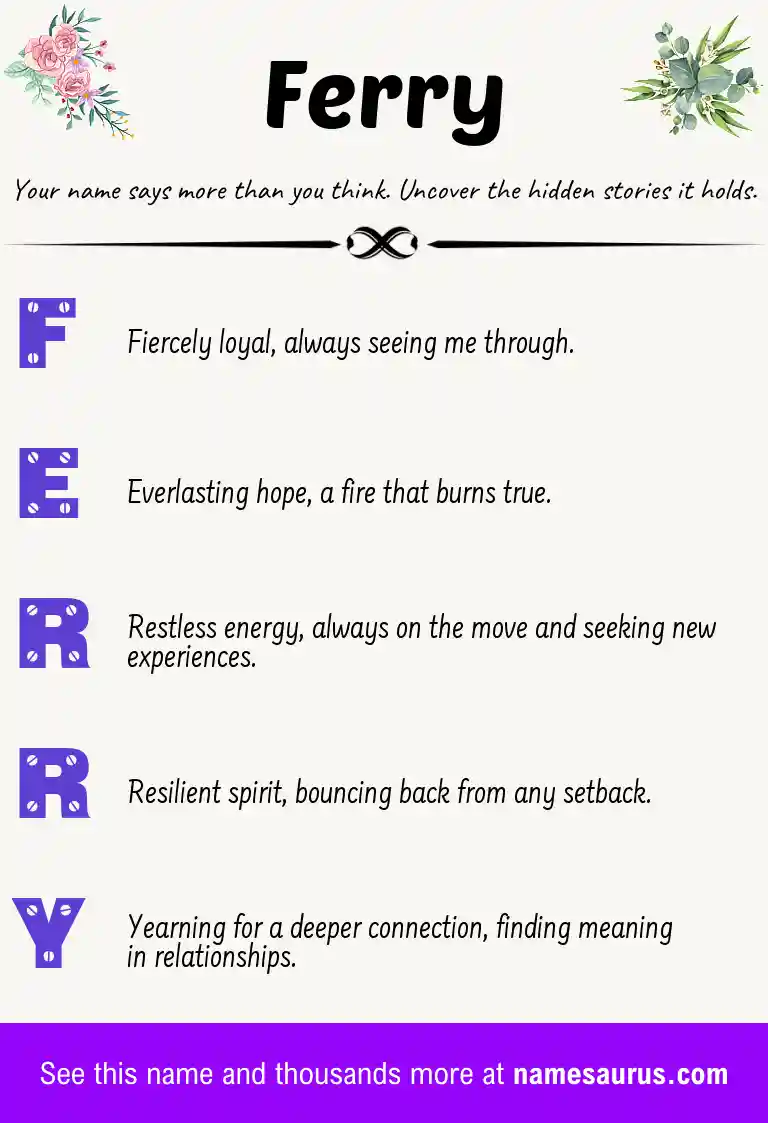 Acrostic poem about Ferry.