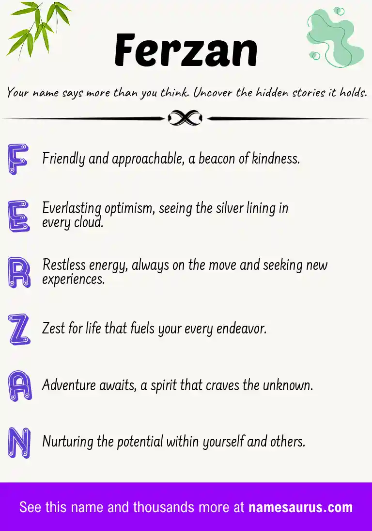 Acrostic poem about Ferzan.