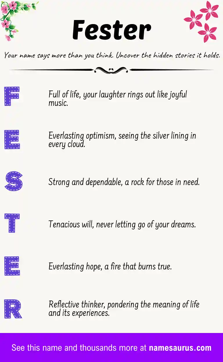 Acrostic poem about Fester.