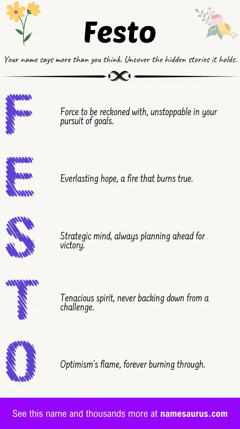 Acrostic poem about Festo.