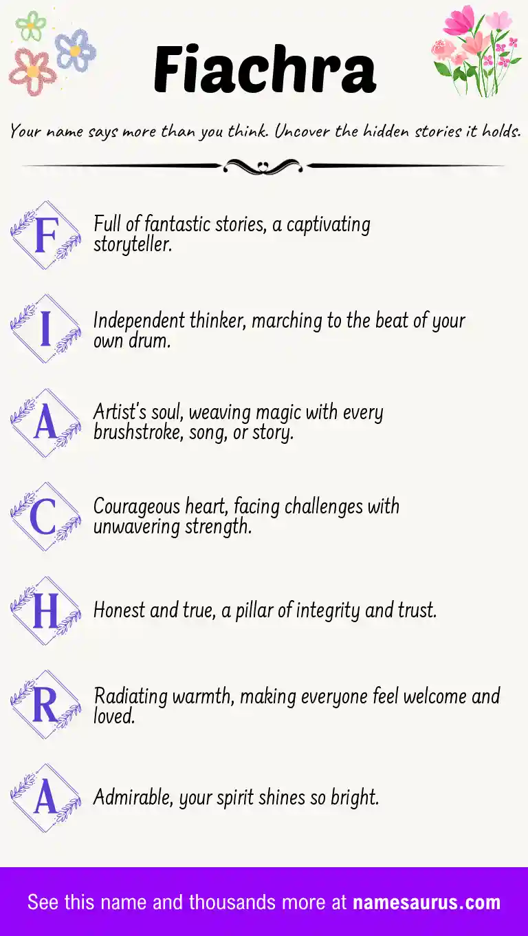 Acrostic poem about Fiachra.