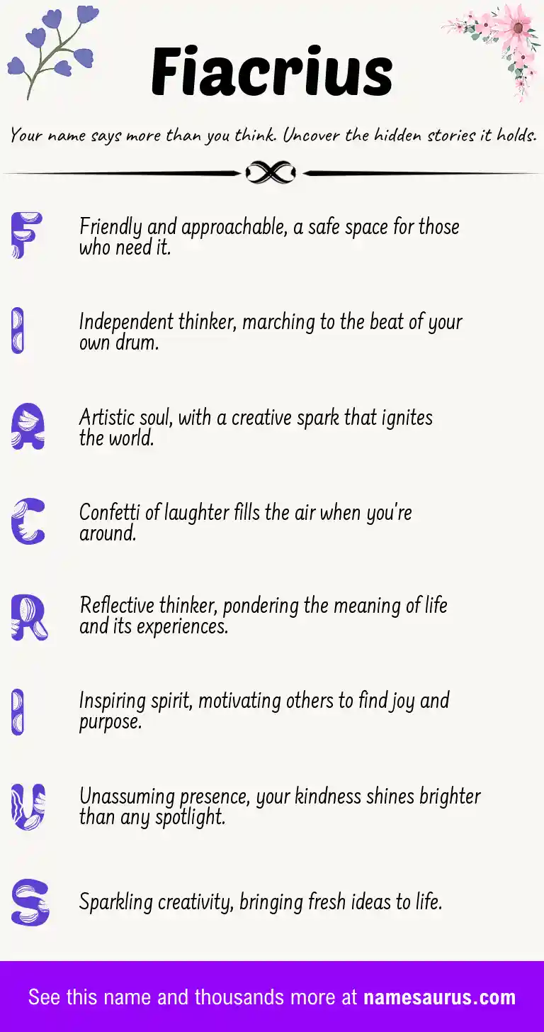 Acrostic poem about Fiacrius.