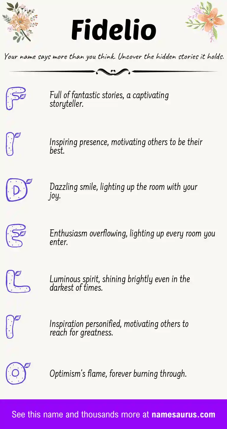Acrostic poem about Fidelio.