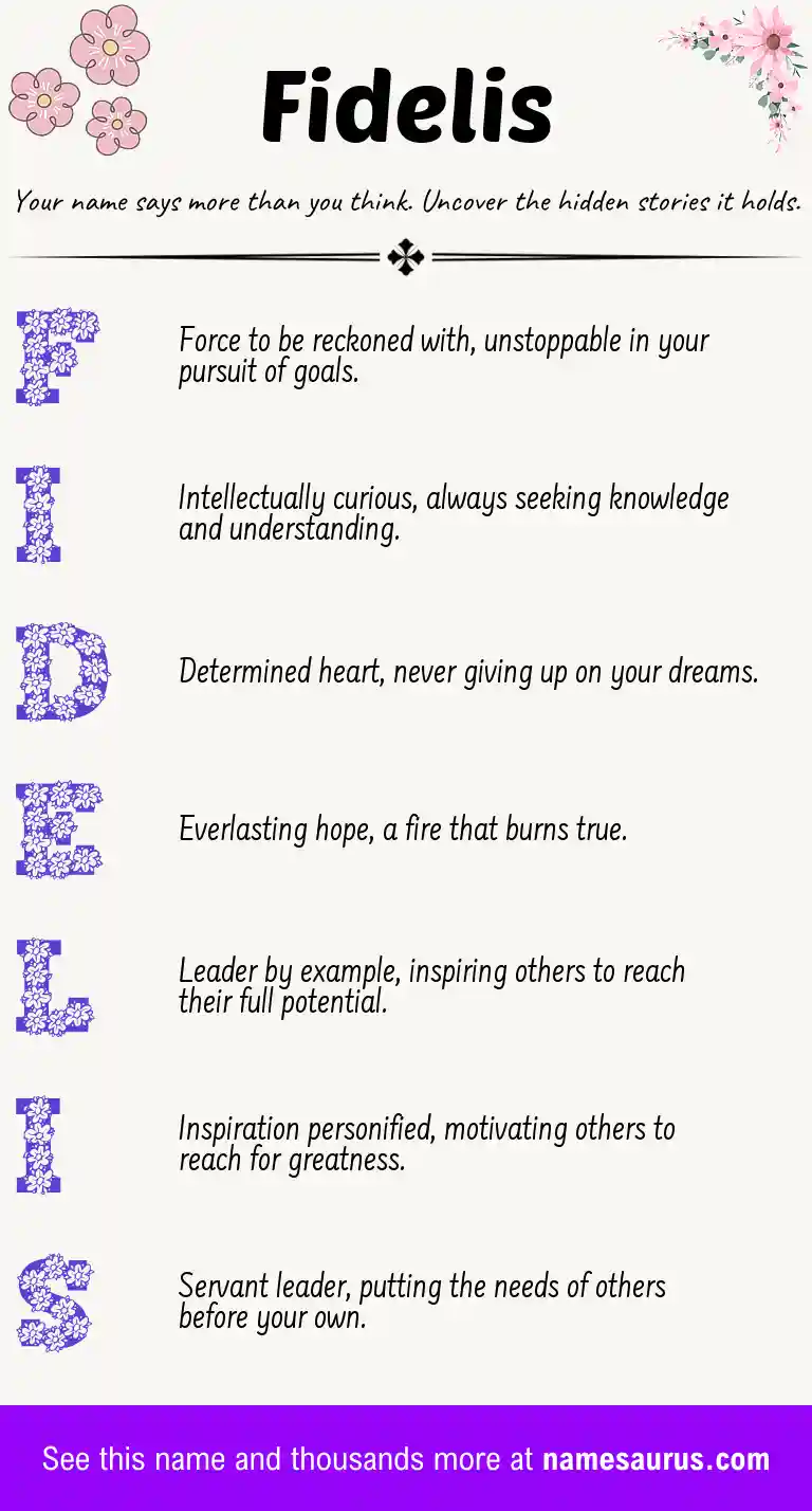 Acrostic poem about Fidelis.