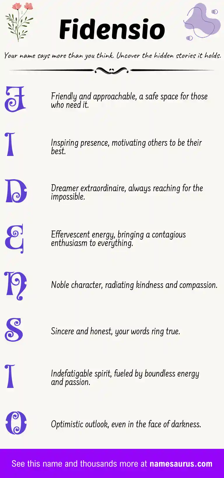 Acrostic poem about Fidensio.