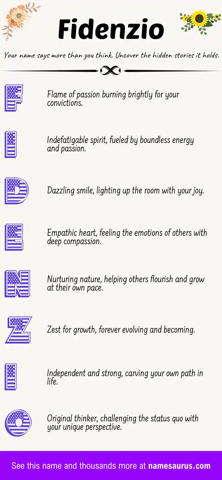 Acrostic poem about Fidenzio.