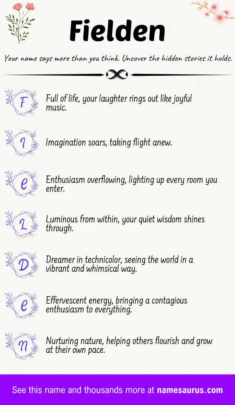 Acrostic poem about Fielden.