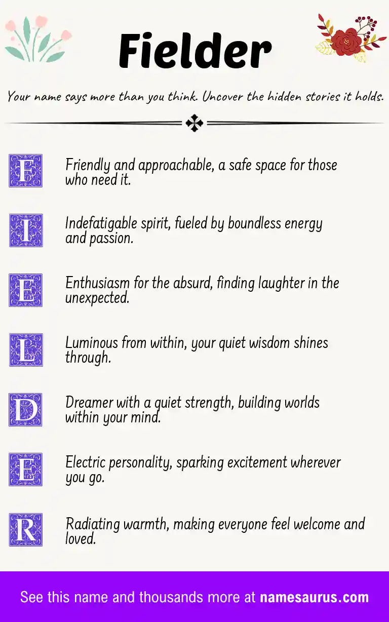 Acrostic poem about Fielder.