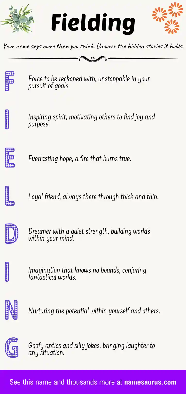 Acrostic poem about Fielding.