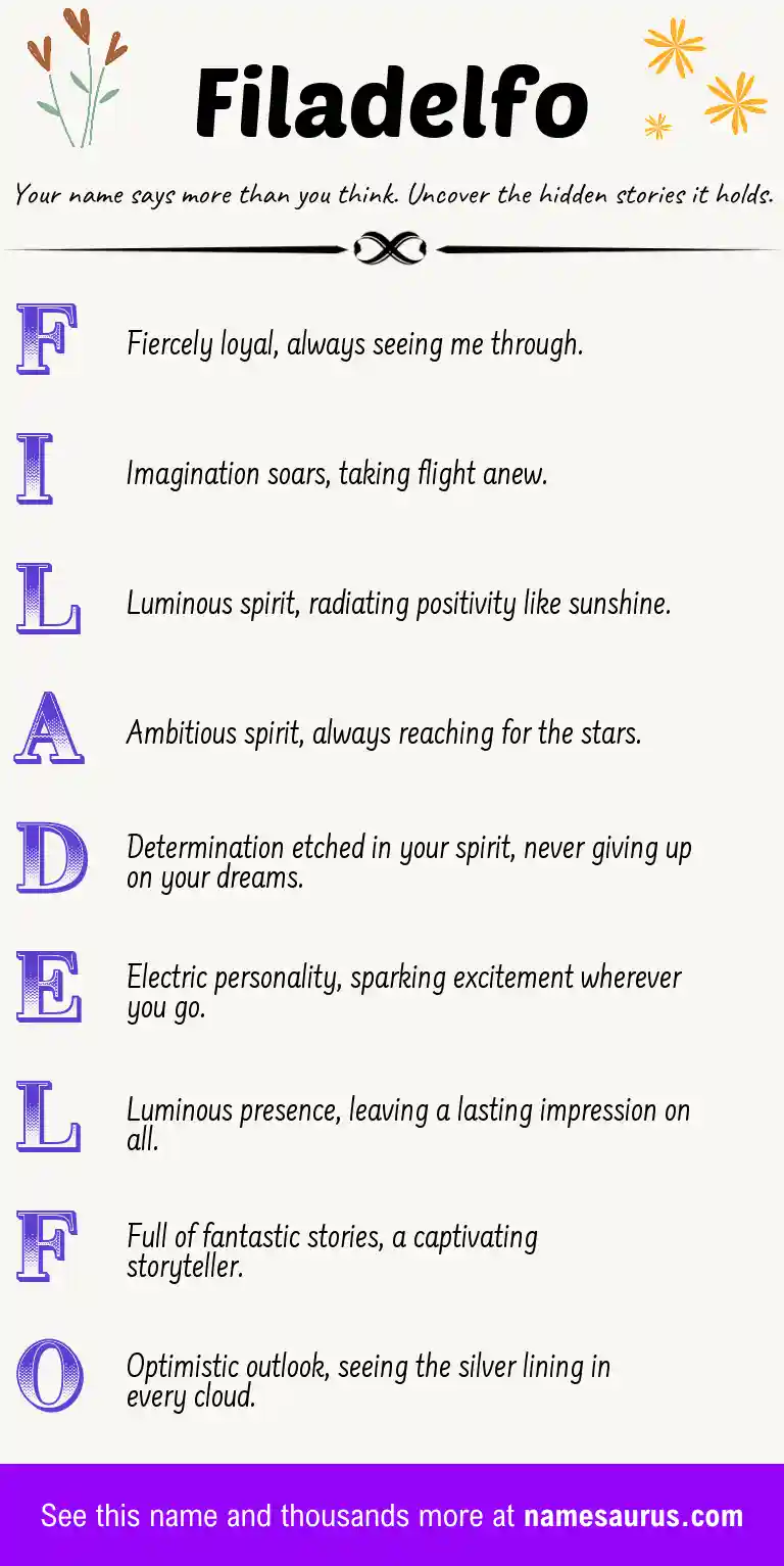 Acrostic poem about Filadelfo.