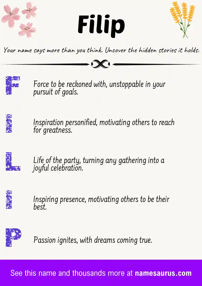 Acrostic poem about Filip.