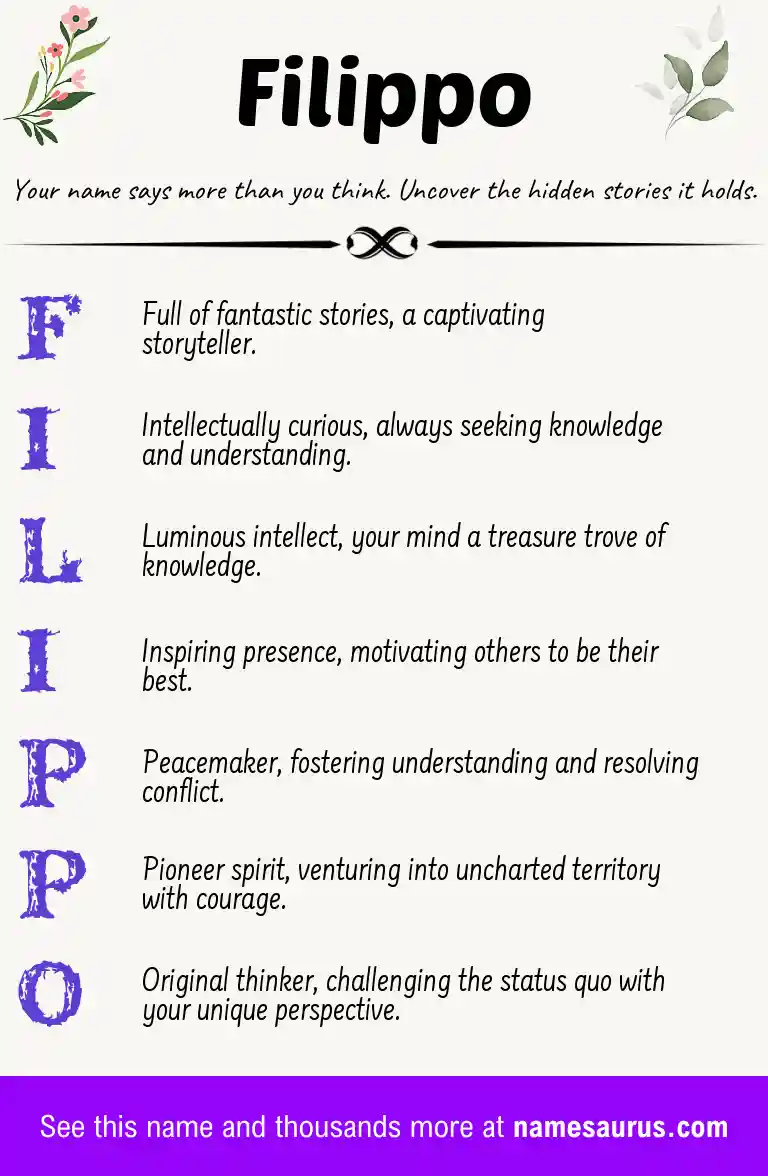 Acrostic poem about Filippo.