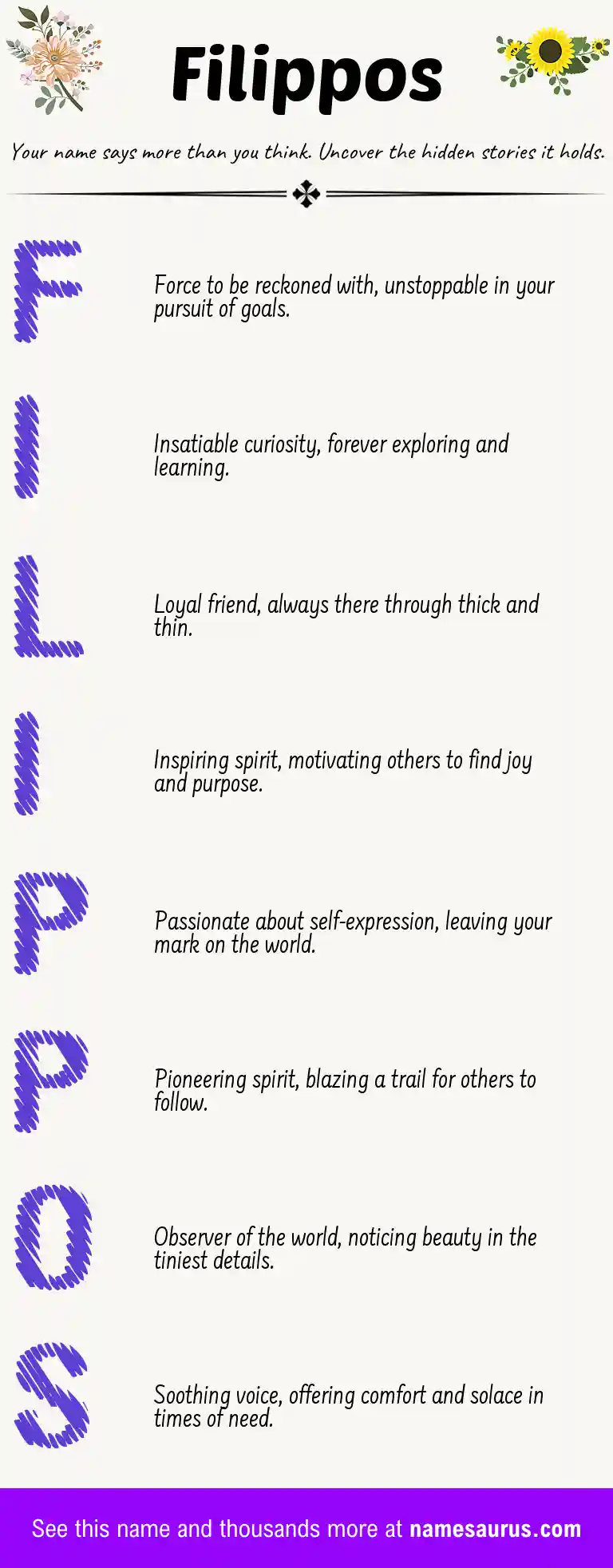 Acrostic poem about Filippos.