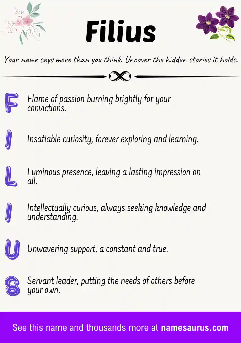 Acrostic poem about Filius.