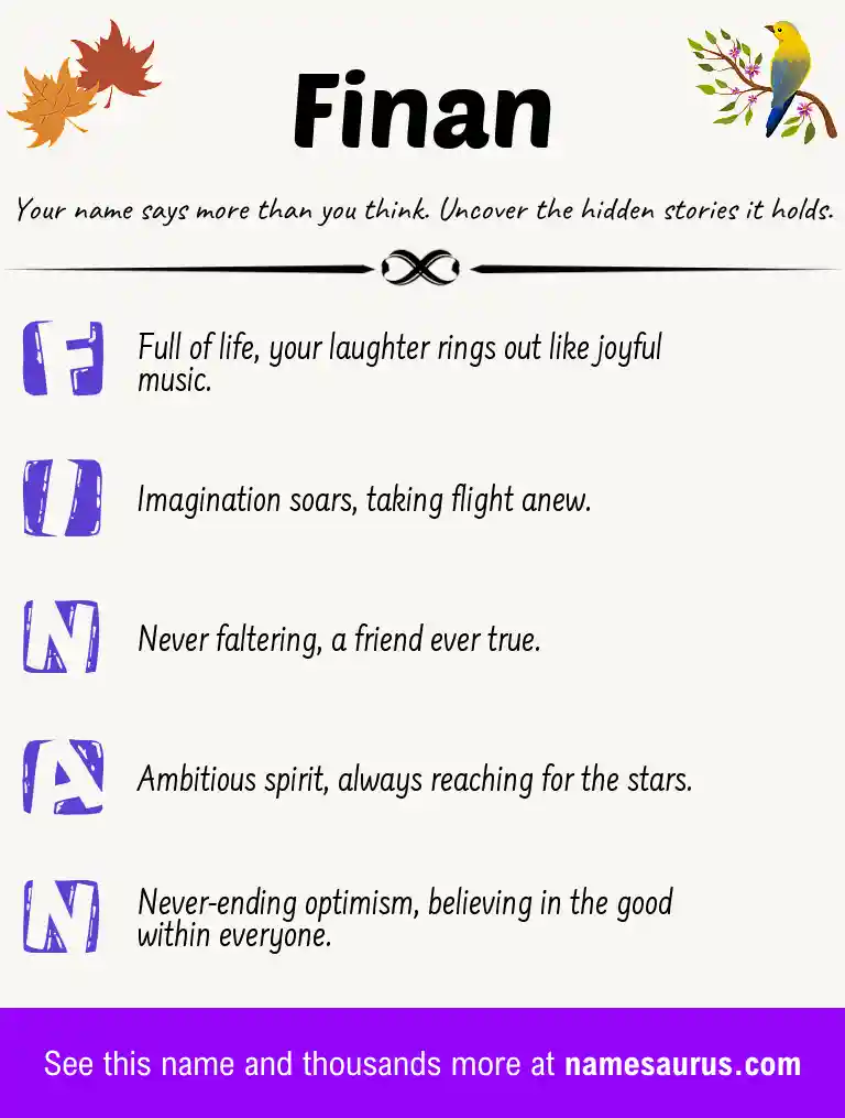 Acrostic poem about Finan.