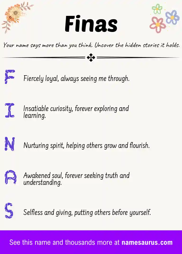 Acrostic poem about Finas.