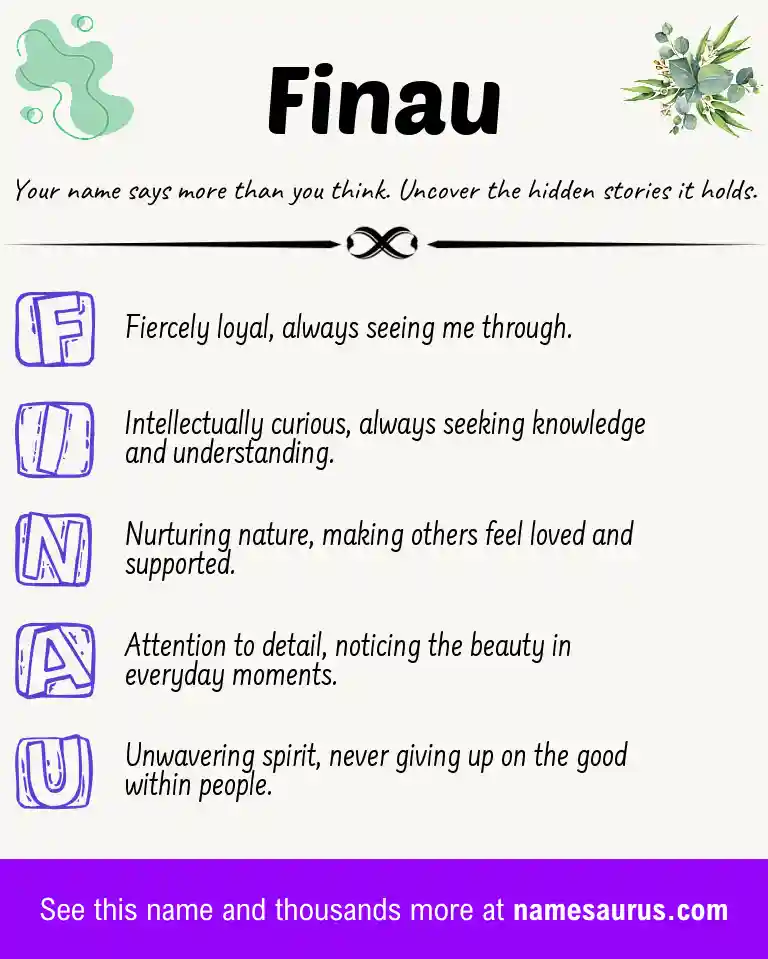 Acrostic poem about Finau.