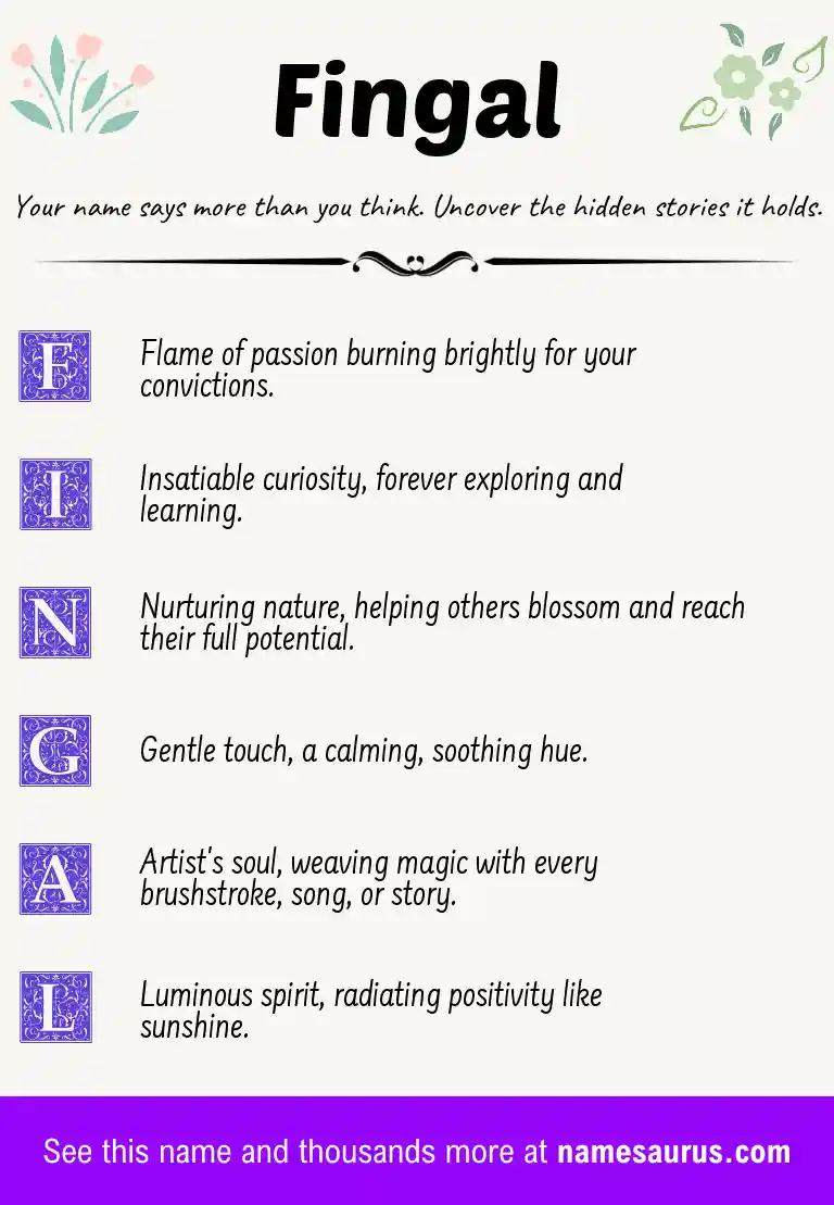 Acrostic poem about Fingal.