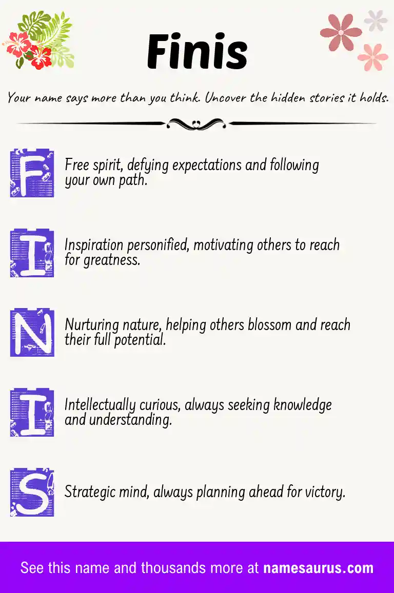 Acrostic poem about Finis.