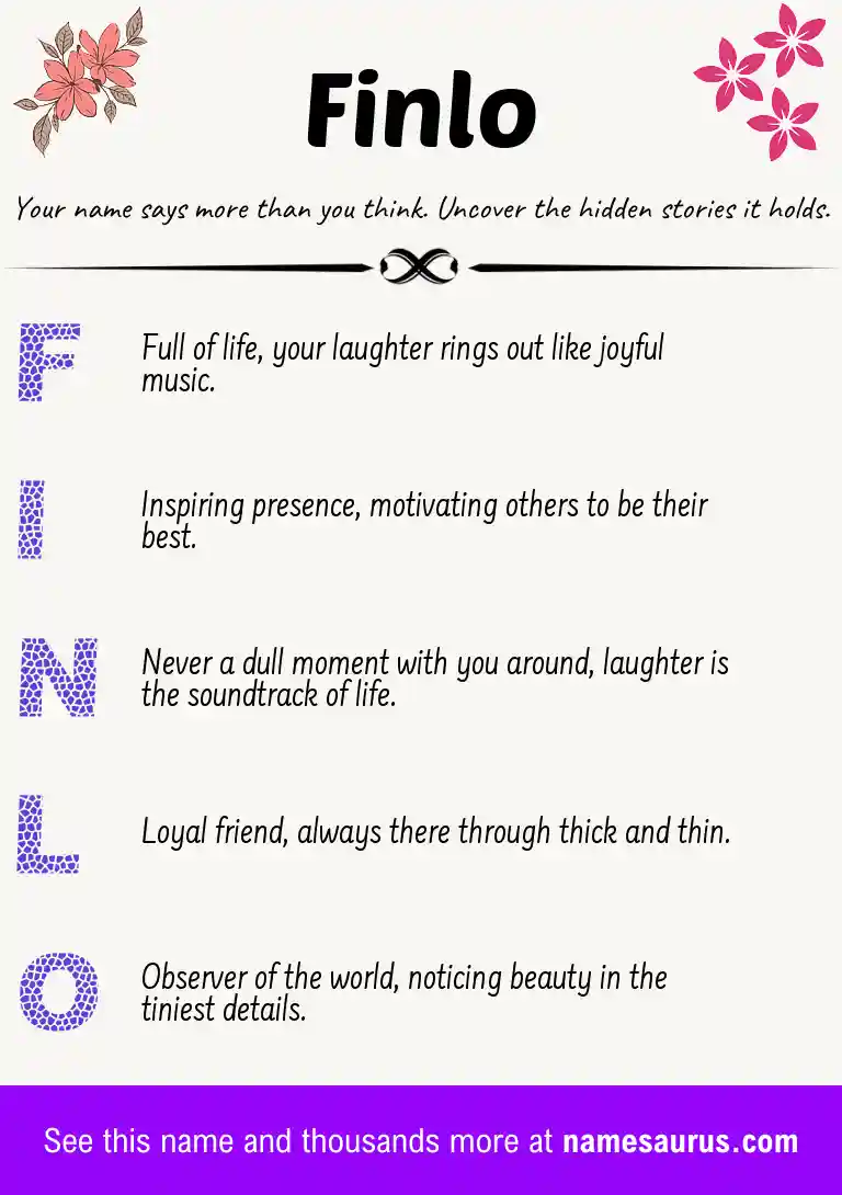 Acrostic poem about Finlo.