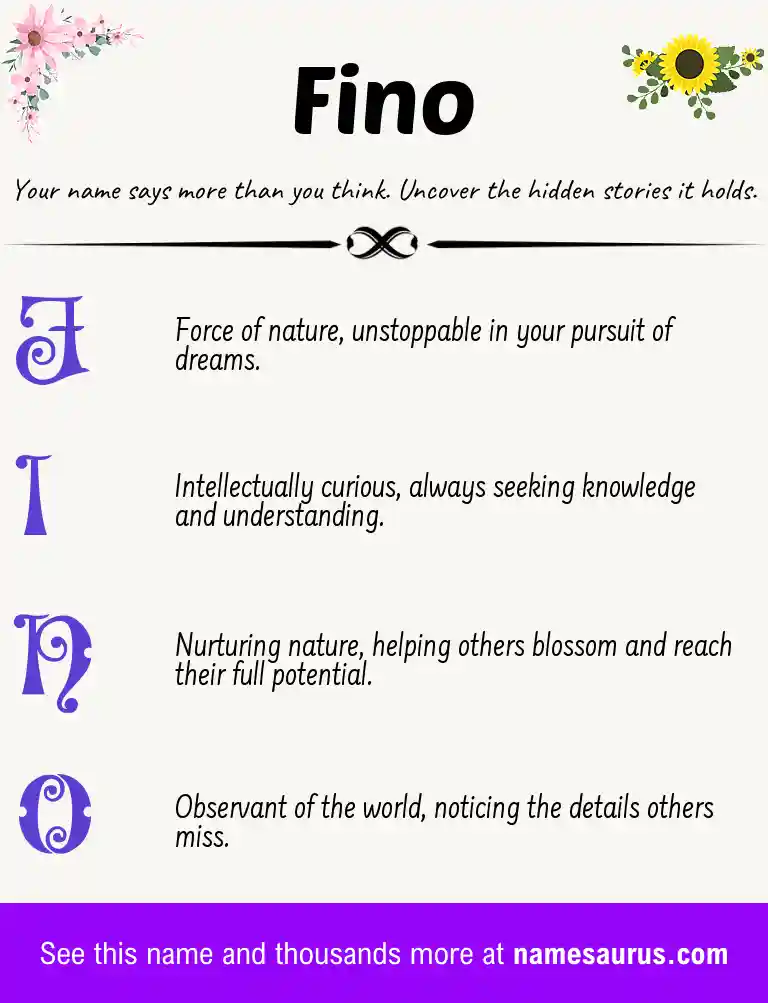 Acrostic poem about Fino.