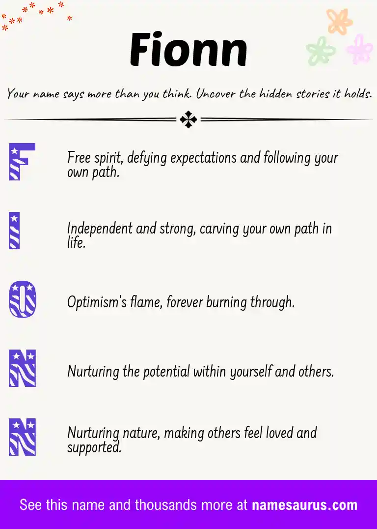 Acrostic poem about Fionn.