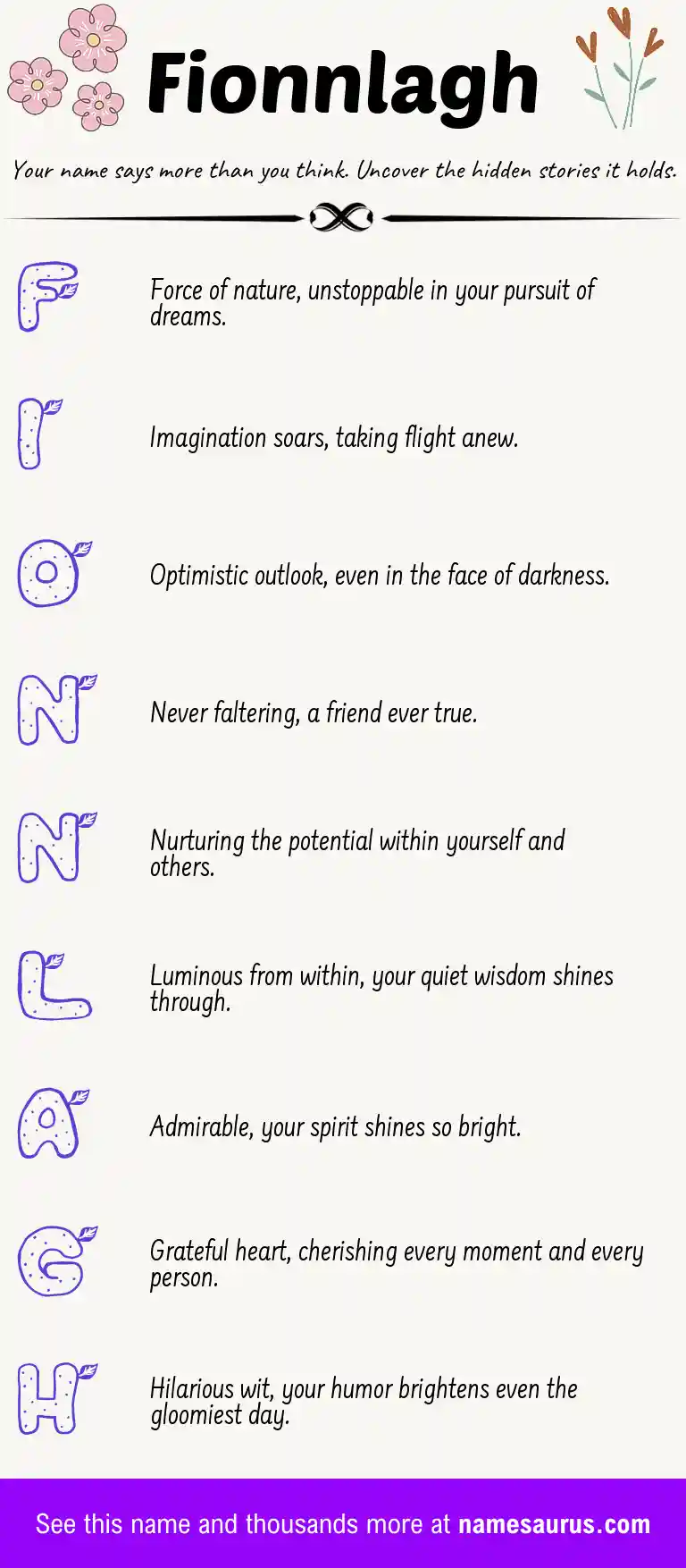 Acrostic poem about Fionnlagh.